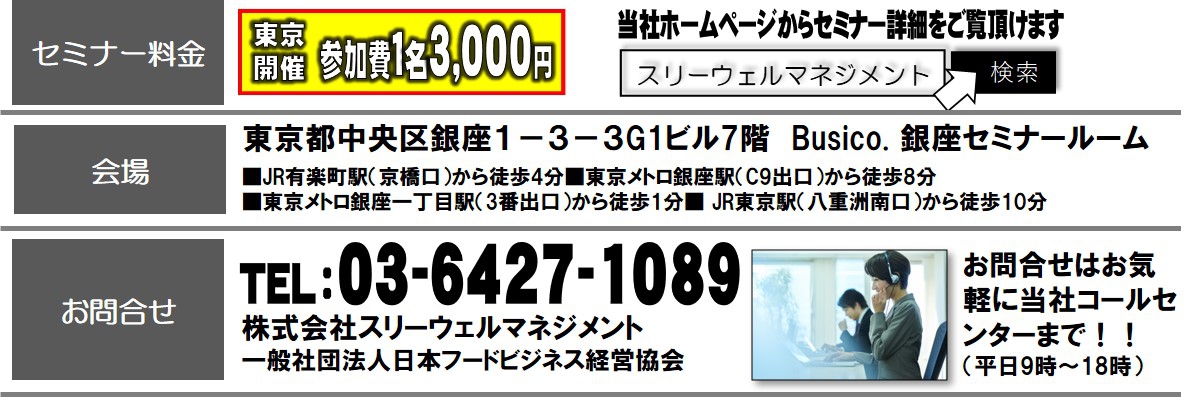 飲食店向け評価制度&採用&教育ノウハウ体得セミナー