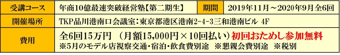 年商10億円最速突破経営塾【第二期】